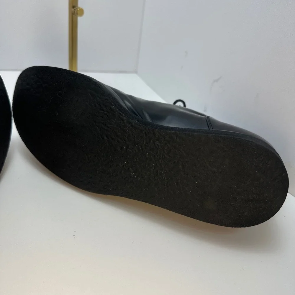 Sergio Rossi Black Leather Platform Oxfords Lace Up Shoes Italy Size 38.5 - Picture 14 of 15